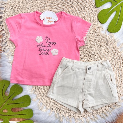 Conj. Blusa Springs Starts e Short - Rosa e Areia